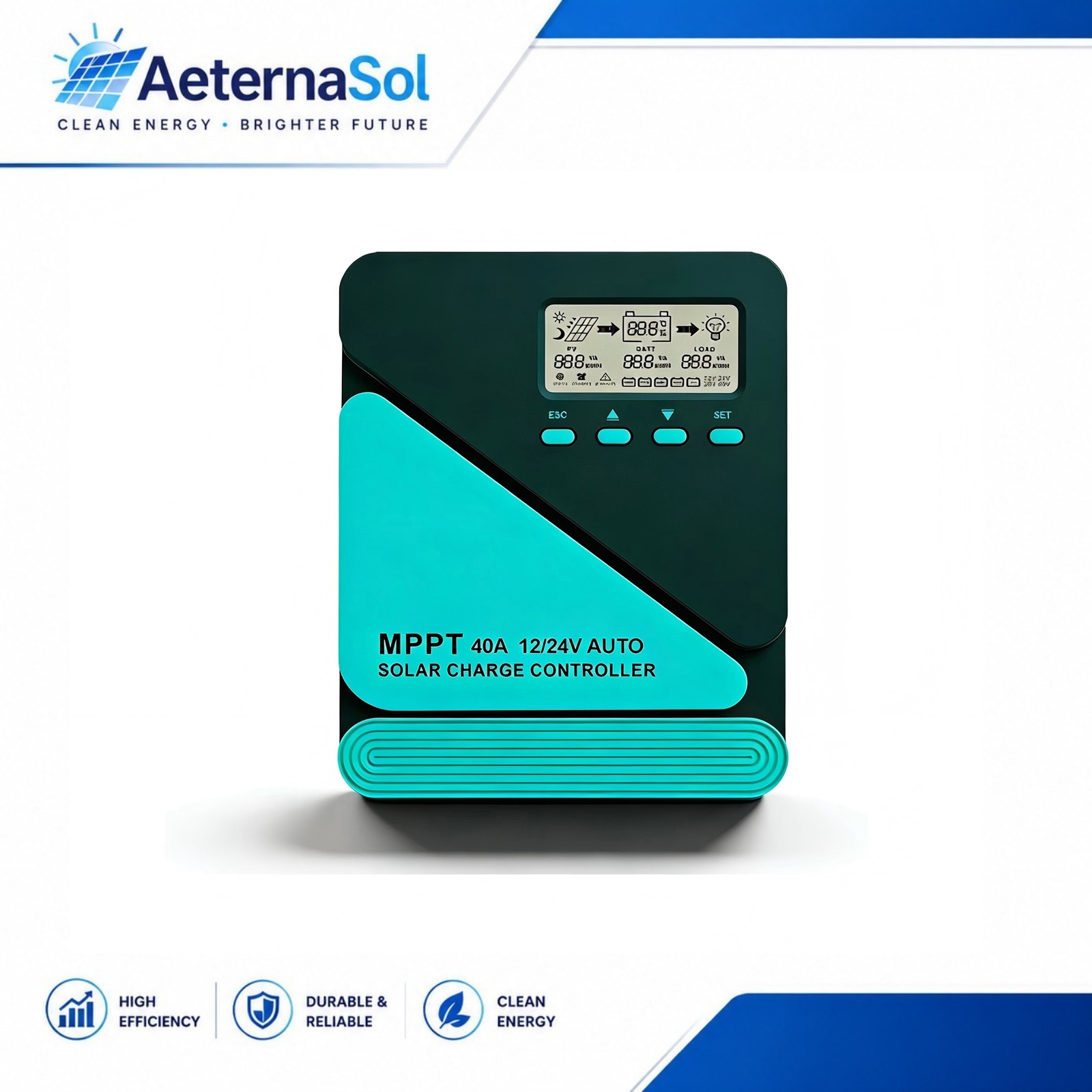 40A MPPT 12V 24V Solar Charge Controller with LCD Display Auto Regulator US