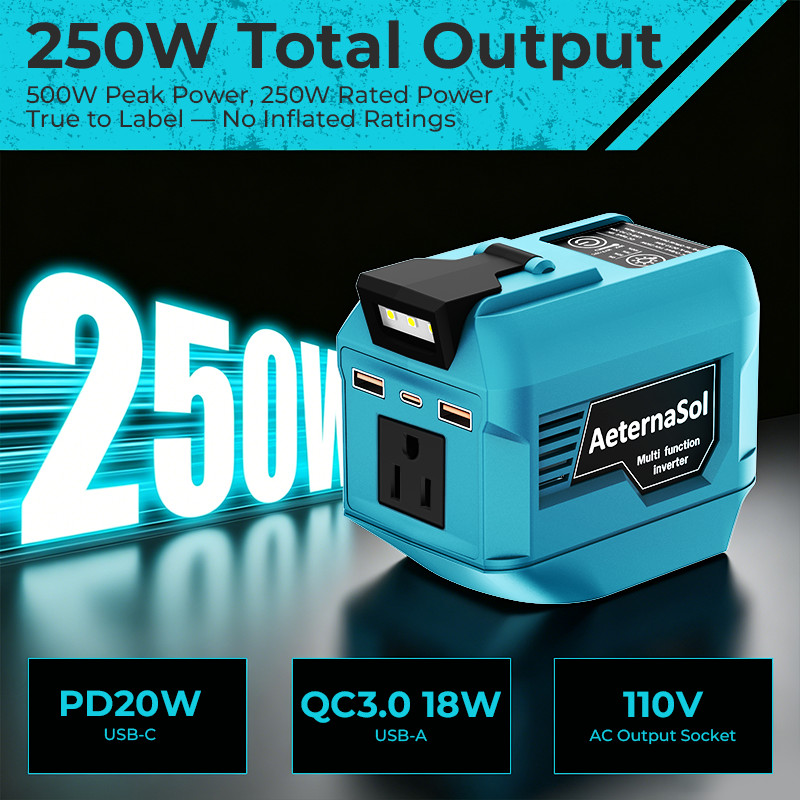 220W Power Inverter Peak 500W Portable Power Supply for Makita 18V Battery
