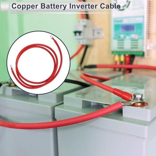 1 Pc Universal Battery Inverter Cable 3/8″ Lug 5/16″ Lug Battery Cable 6FT Red