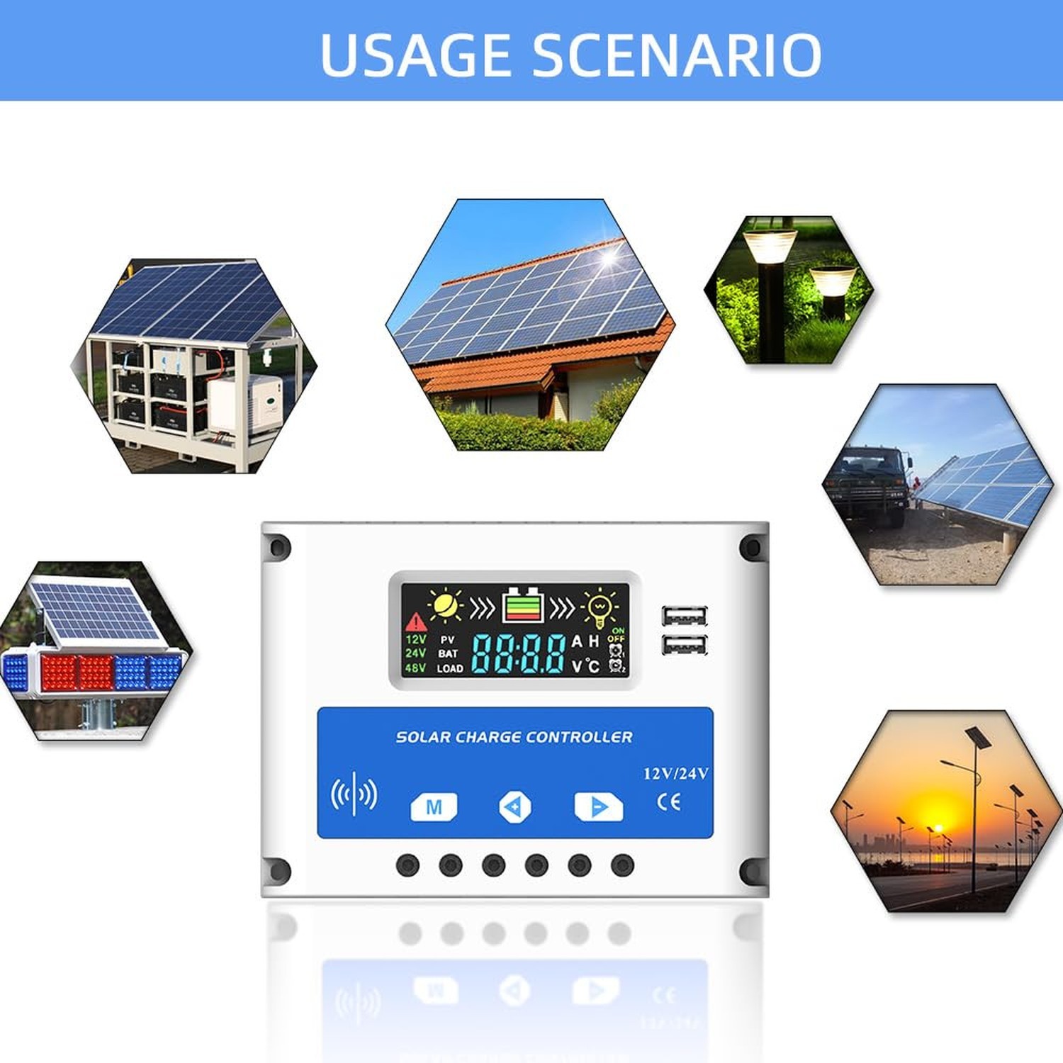30A Solar Charge Controller 12V/24V, Solar Panel Charge Controller Intelligen…