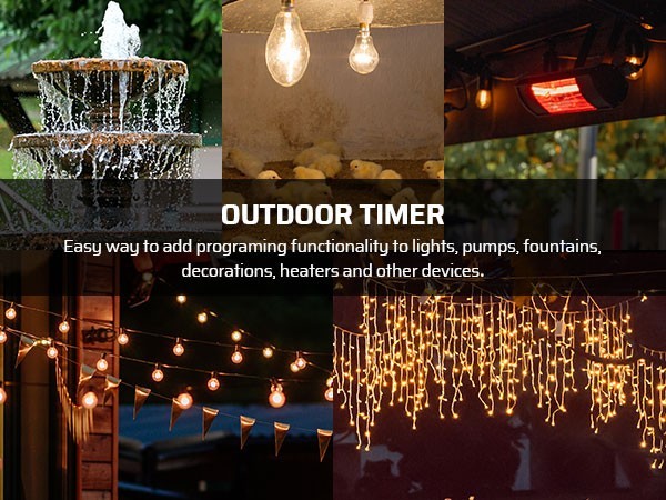 DEWENWILS Outdoor Light Sensor Countdown Timer Weatherproof Photocell 2 Pack