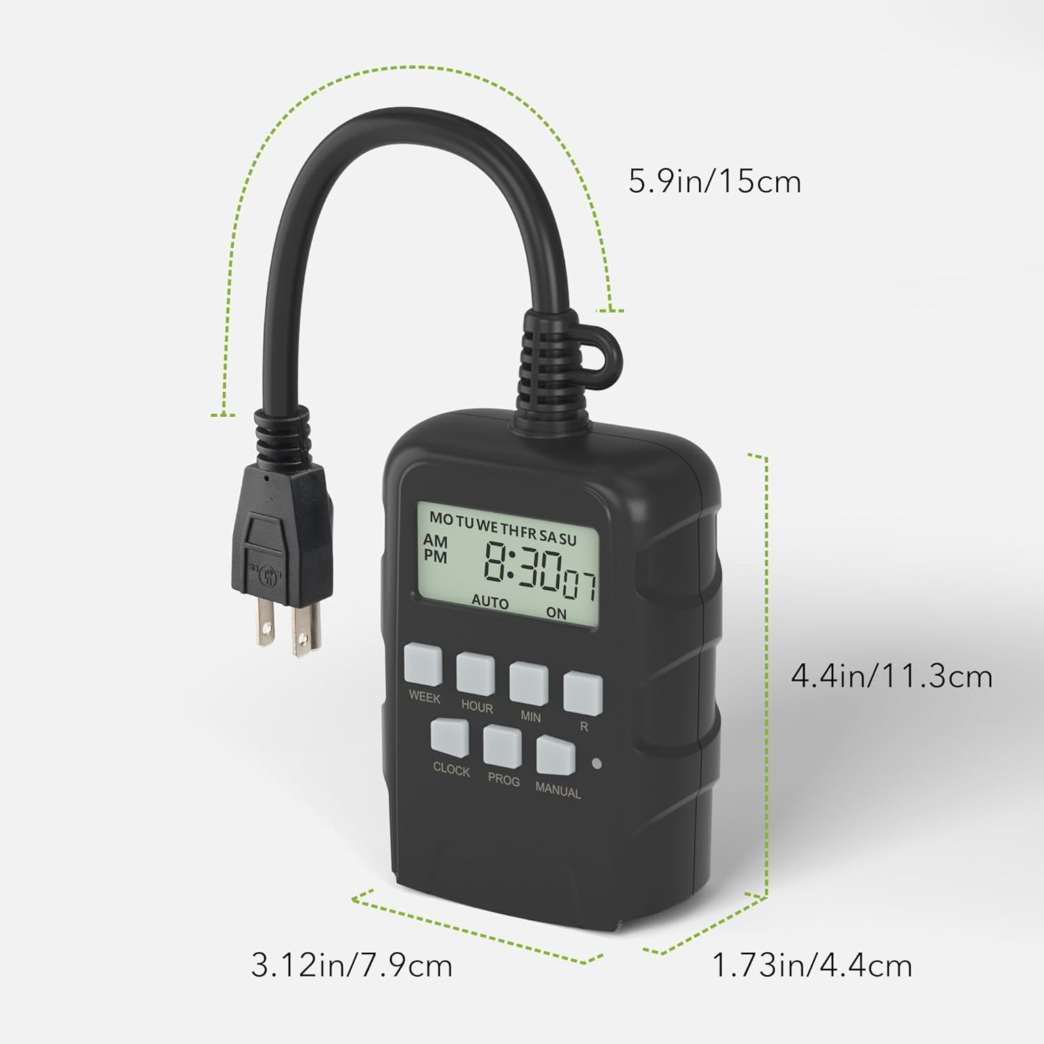BN-LINK 7 Day Outdoor Heavy Duty Digital Programmable Timer Dual Outlet 125V AC