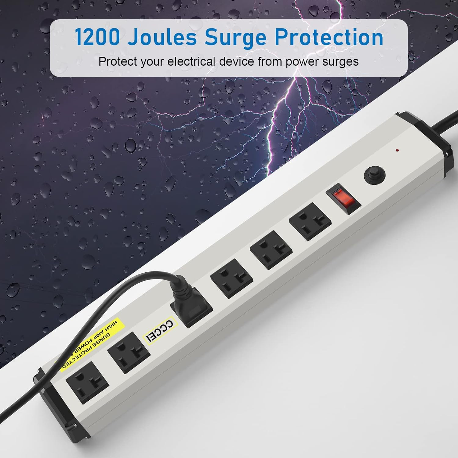 CCCEI Heavy Duty Power Strip Surge Protector 20 Amp, High Amp Industrial Shop Ga