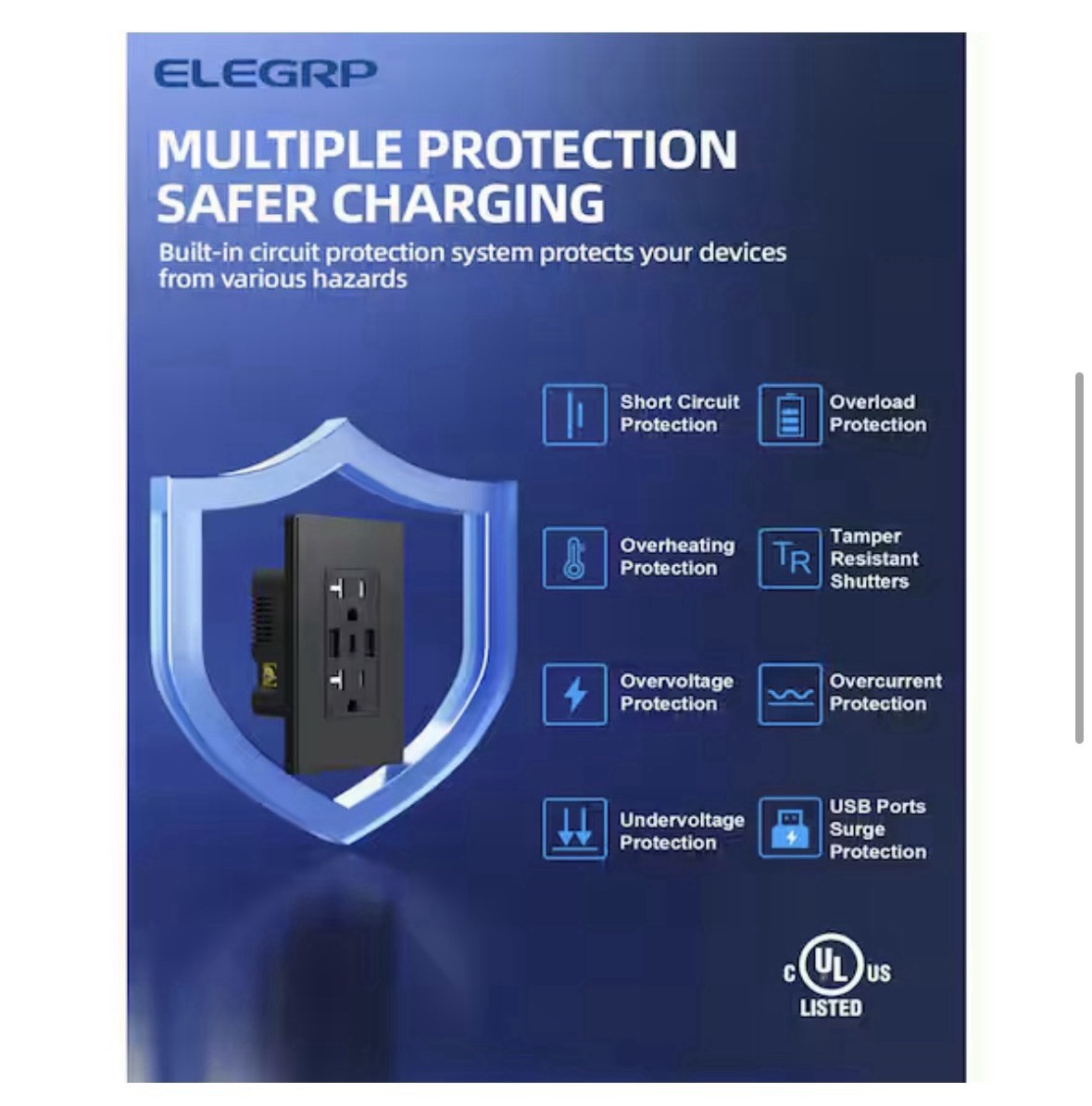 6-Pack ELEGRP 21 Watt (3 USB Chargers) 20-Amp Duplex Tamper Resistant Receptacle