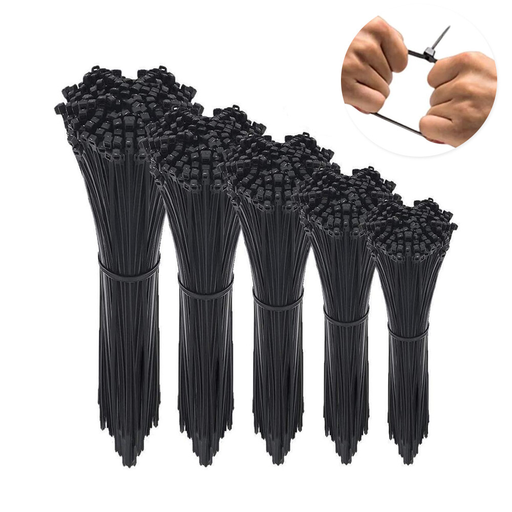 100-1000pcs Heavy Duty 8″ 12″ 15″ 18″ Nylon Plastic Cable Wire Zip Ties Wrap US