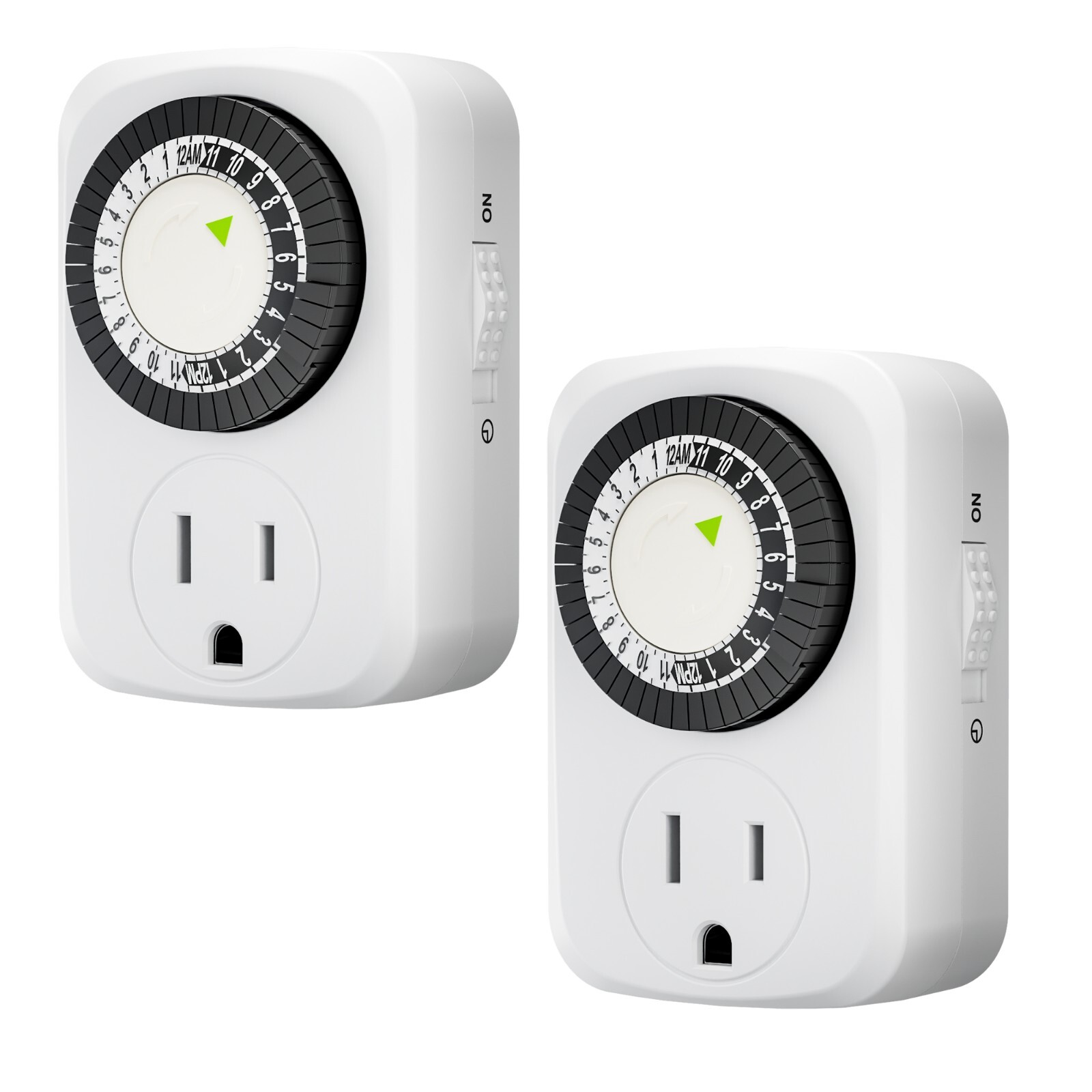 HBN 2Pcs Indoor Outlet Timers Plug Mechanical 2/3 Prong 24-Hour Mini Lamp Timers