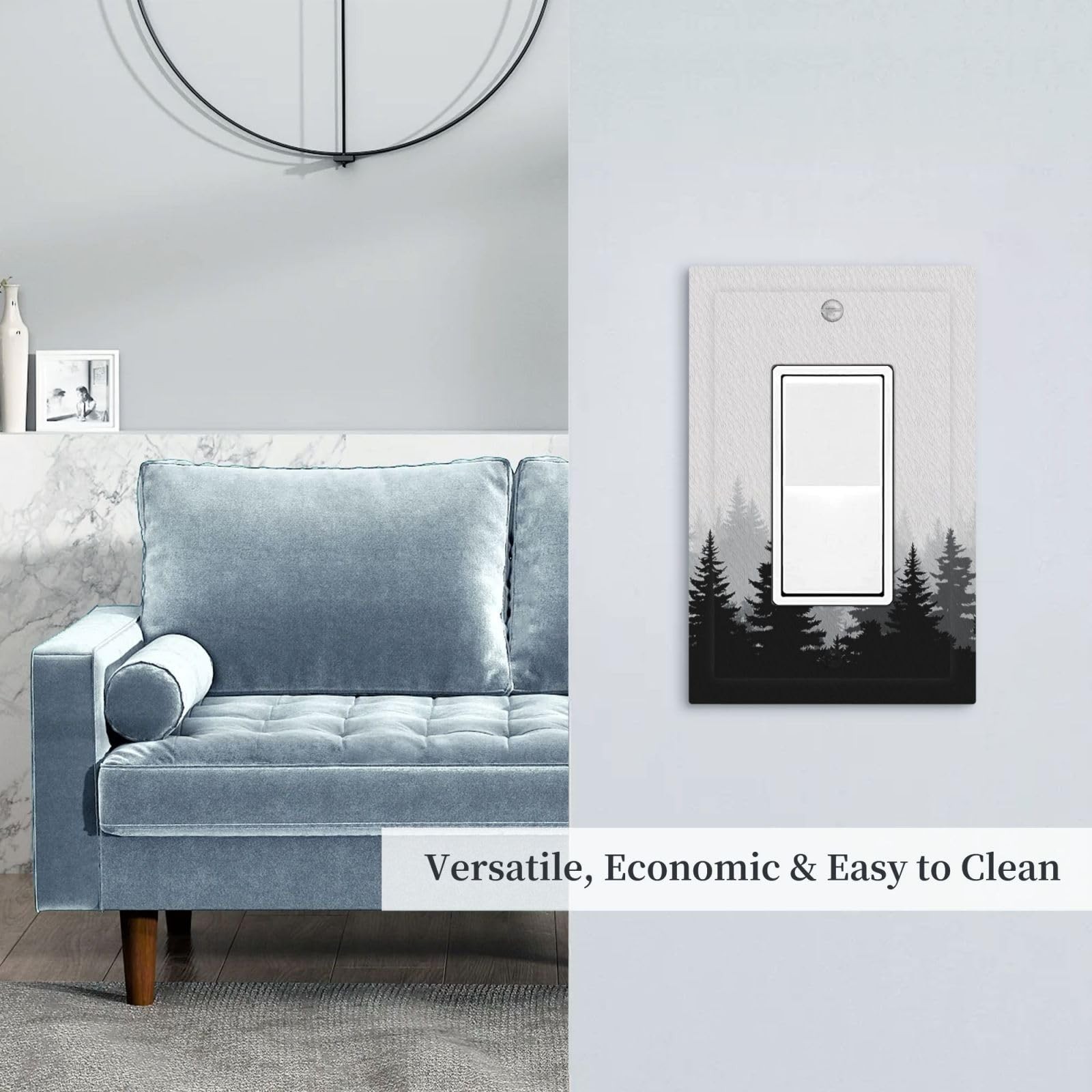 JDAKHD Black Misty Forest Decorative Outlet Covers Gray Ombre Nature Tree Pla…