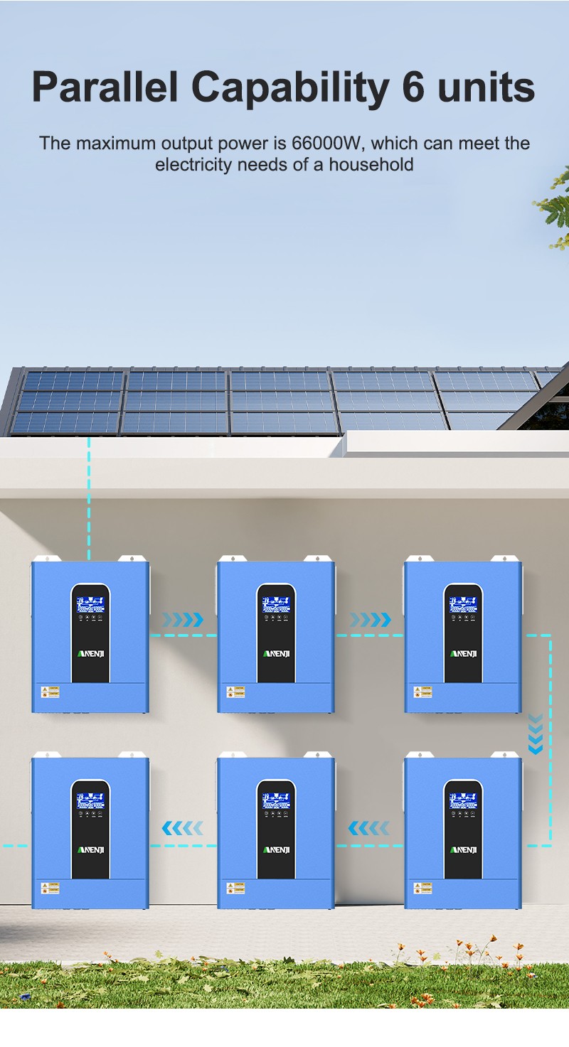 11000W 48V Hybrid Solar Inverter On+Off-Grid 2*MPPT Charger Controller Parallel