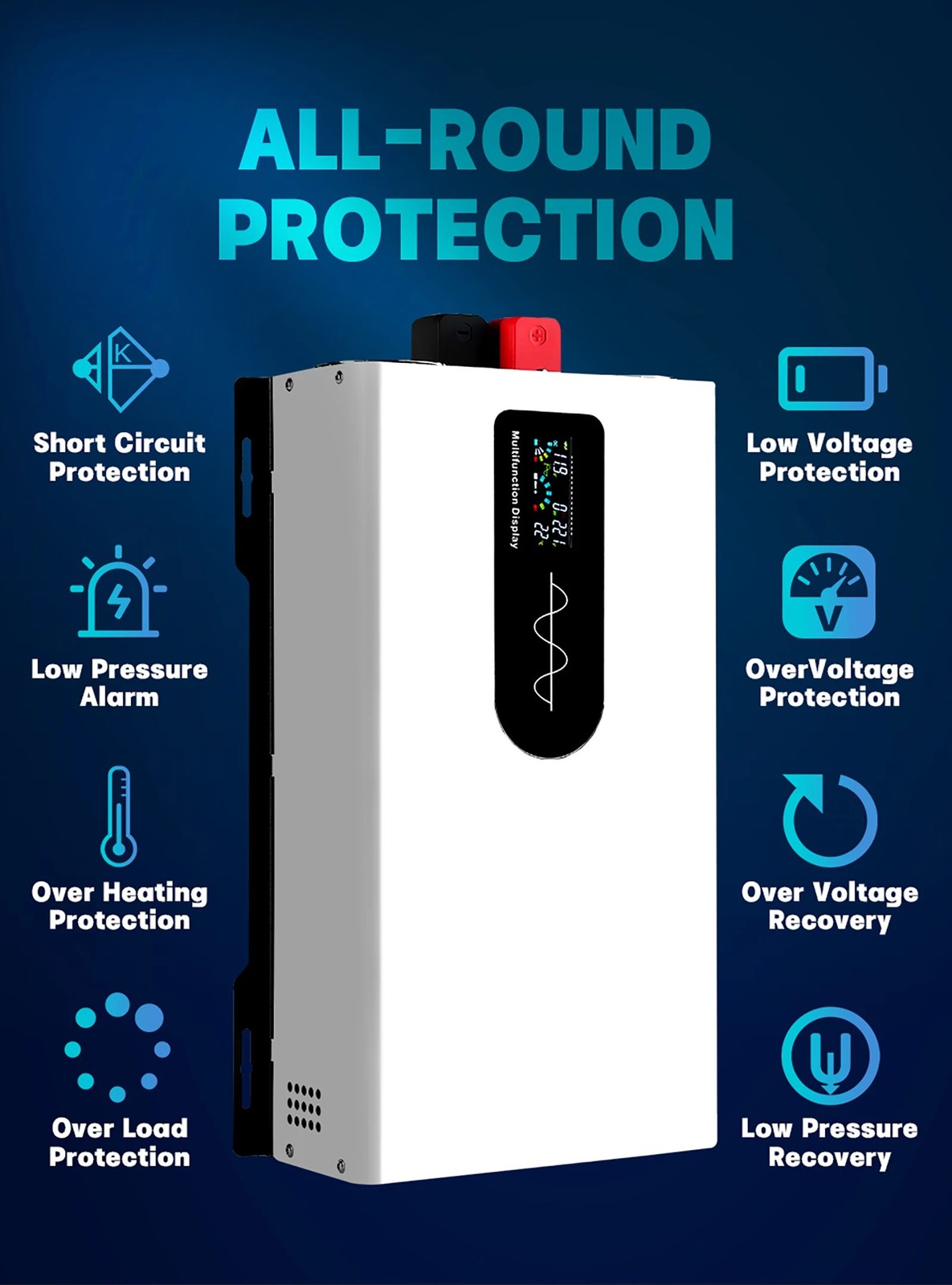 12000W Pure Sine Wave Power Inverter Off Grid Inverter 6000W 24V 48V 72V to 120V