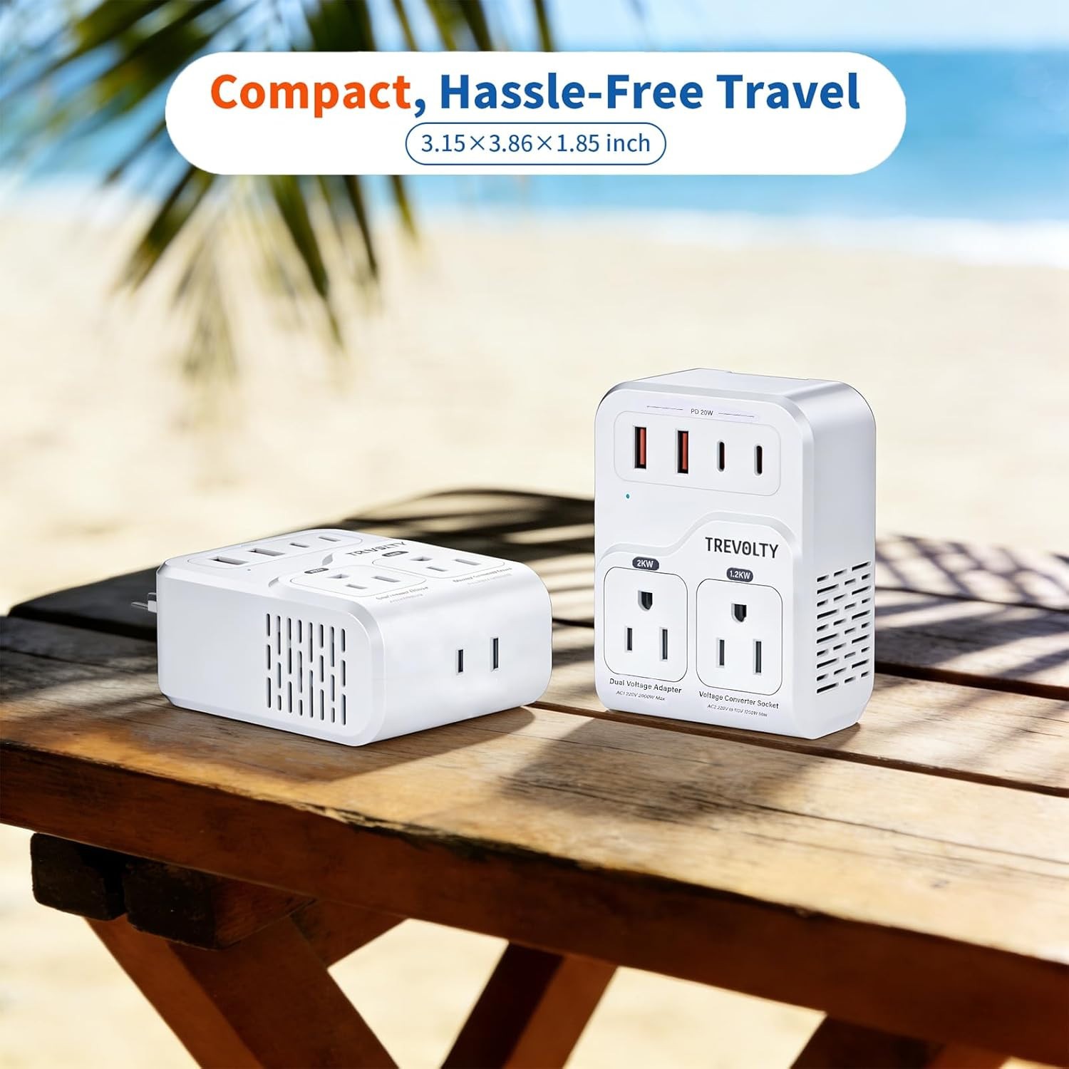 2000W Step Down Converter, 220V to 110V Voltage Converter with 3AC and 4USB