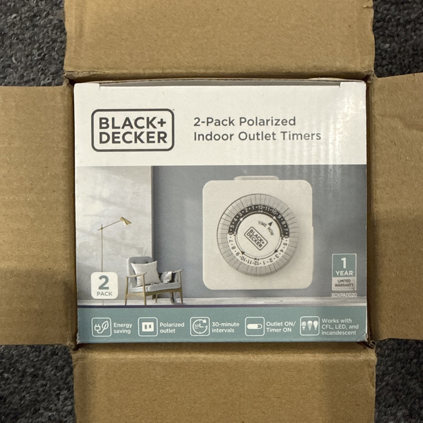 BLACK+DECKER Indoor Light Programmable Outlet Timers Analog Timer Outlet 2-Pack