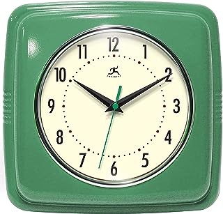 Infinity Instruments Square Silent Retro 9 inch Mid Century Modern Kitchen Diner
