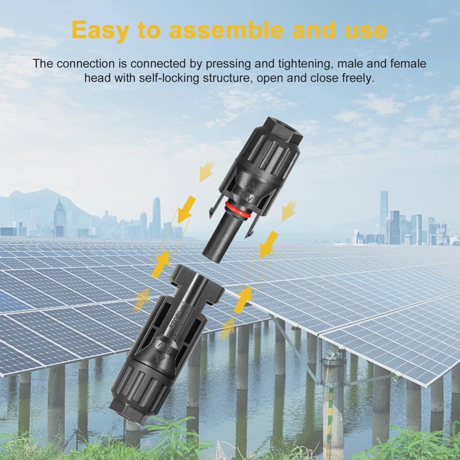 Male Female Wire Cable Connector Set 30A 1000V For Solar Panel Waterproof PV Set