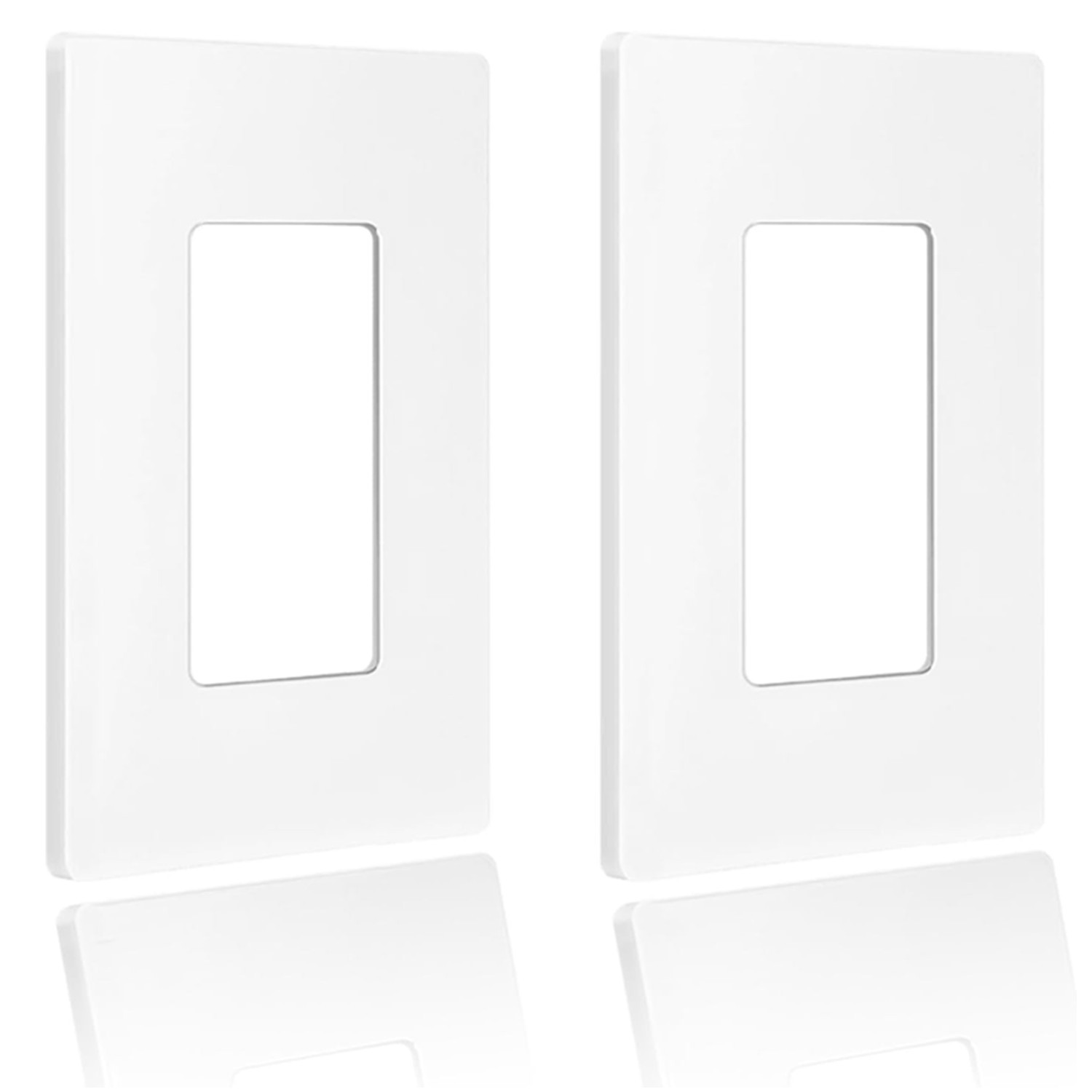 2Pack 1-Gang Screwless Decorator Wall Plates Outlet Switch Cover UL Glossy White