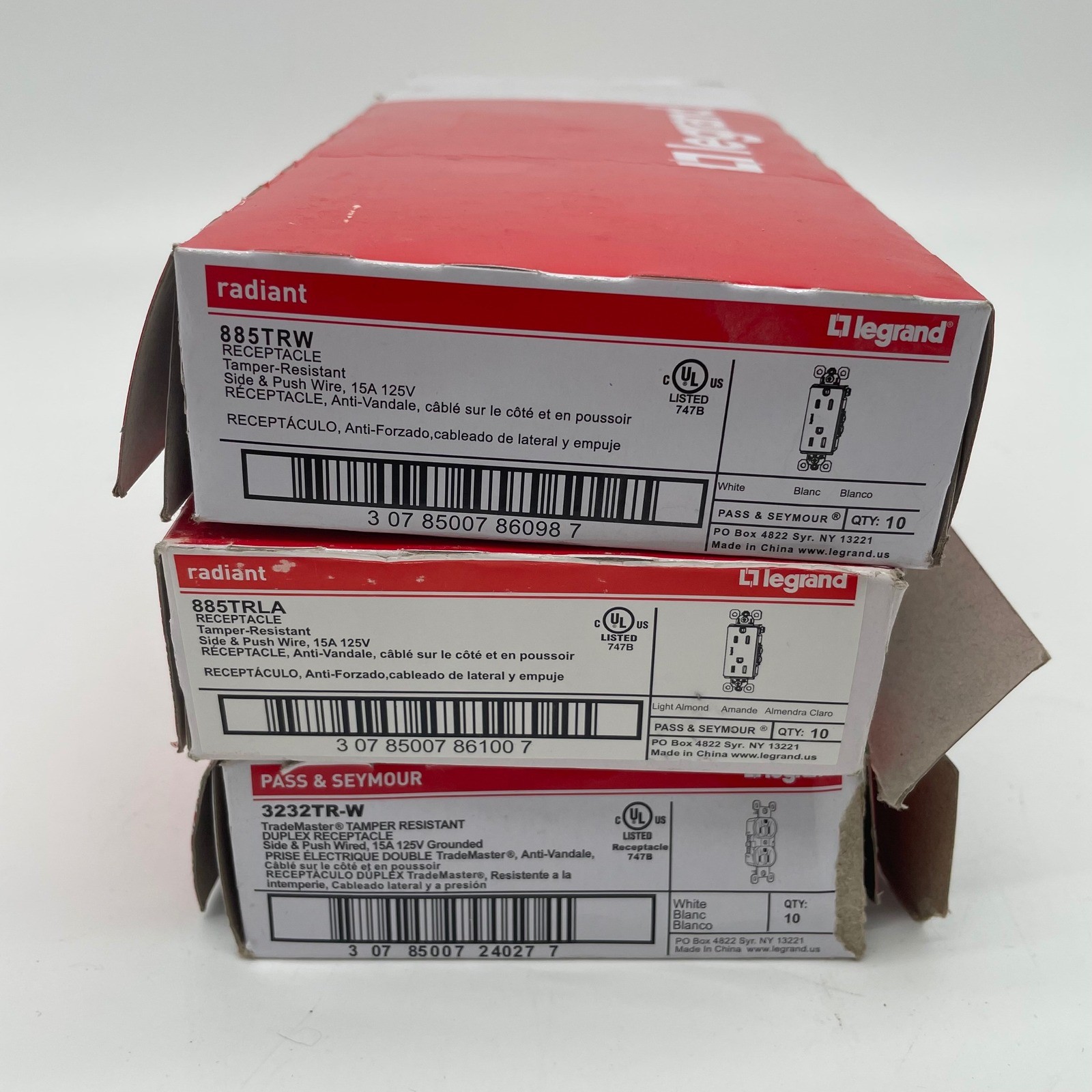 Legrand Pass & Seymour 885TRW 30 Pack 15A 125V Tamper Resistant White Almond