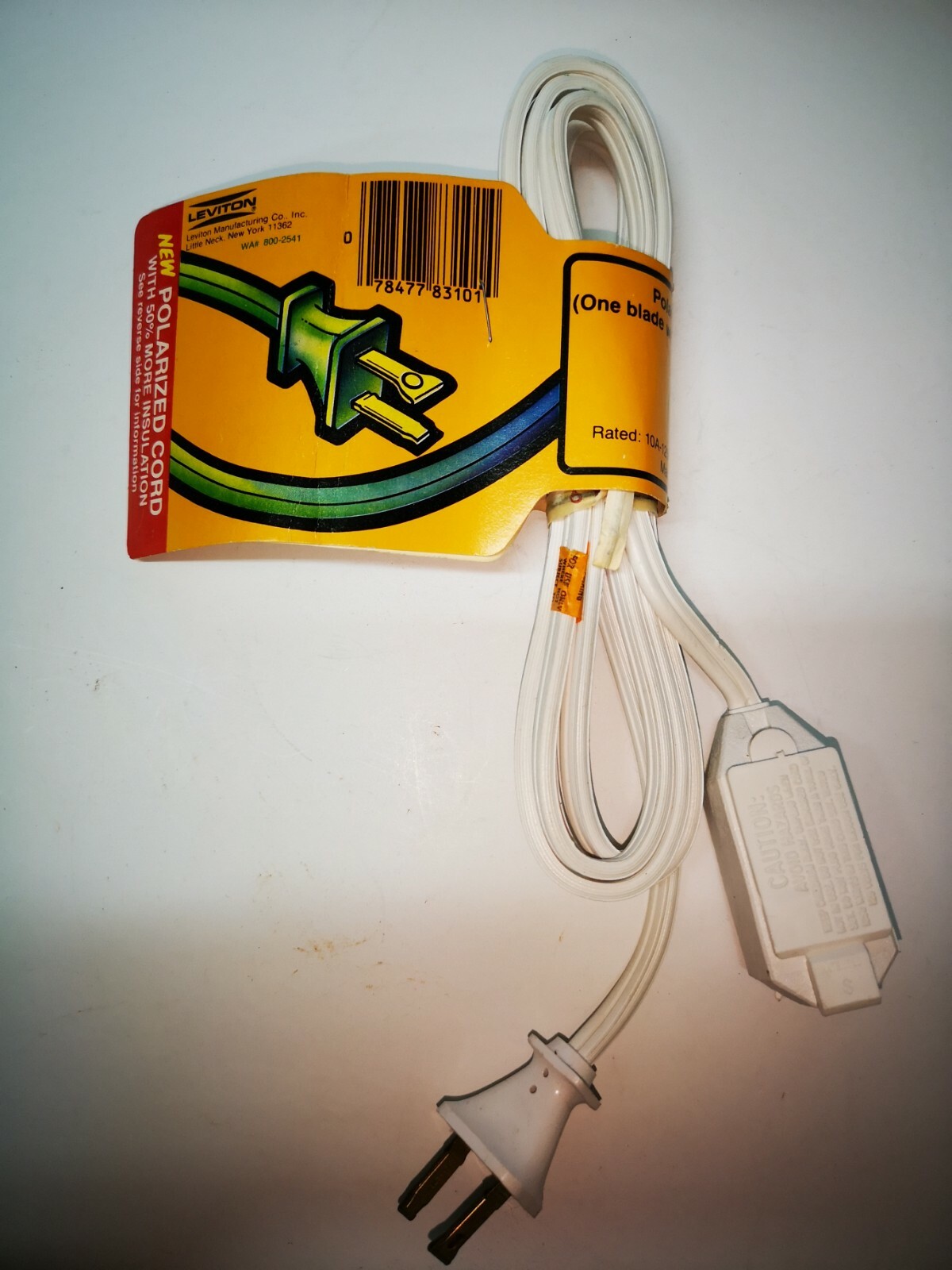 2-PK Leviton WHITE 6-FT Safety Extension POWER CORD 10A 125V 1250W NEW 2541-6
