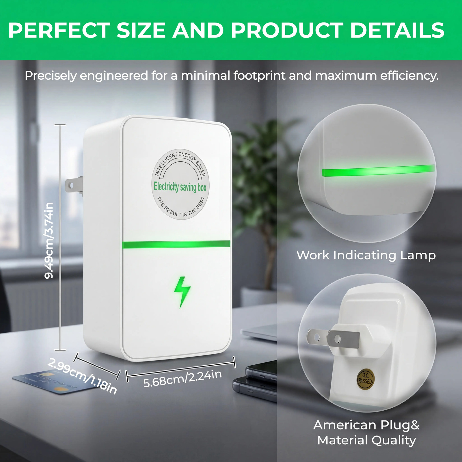Plug-In Power Box with US Plug 2026 Updated Design, Compatible with 90–250V Inpu