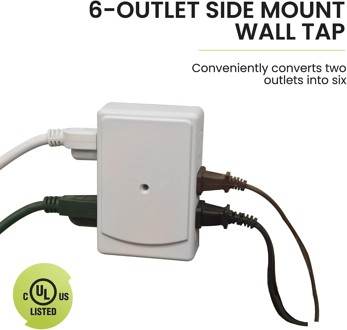 6-Outlet Side Mount Wall Tap Adapter, White – Unique Space-Saving Design, Hea…
