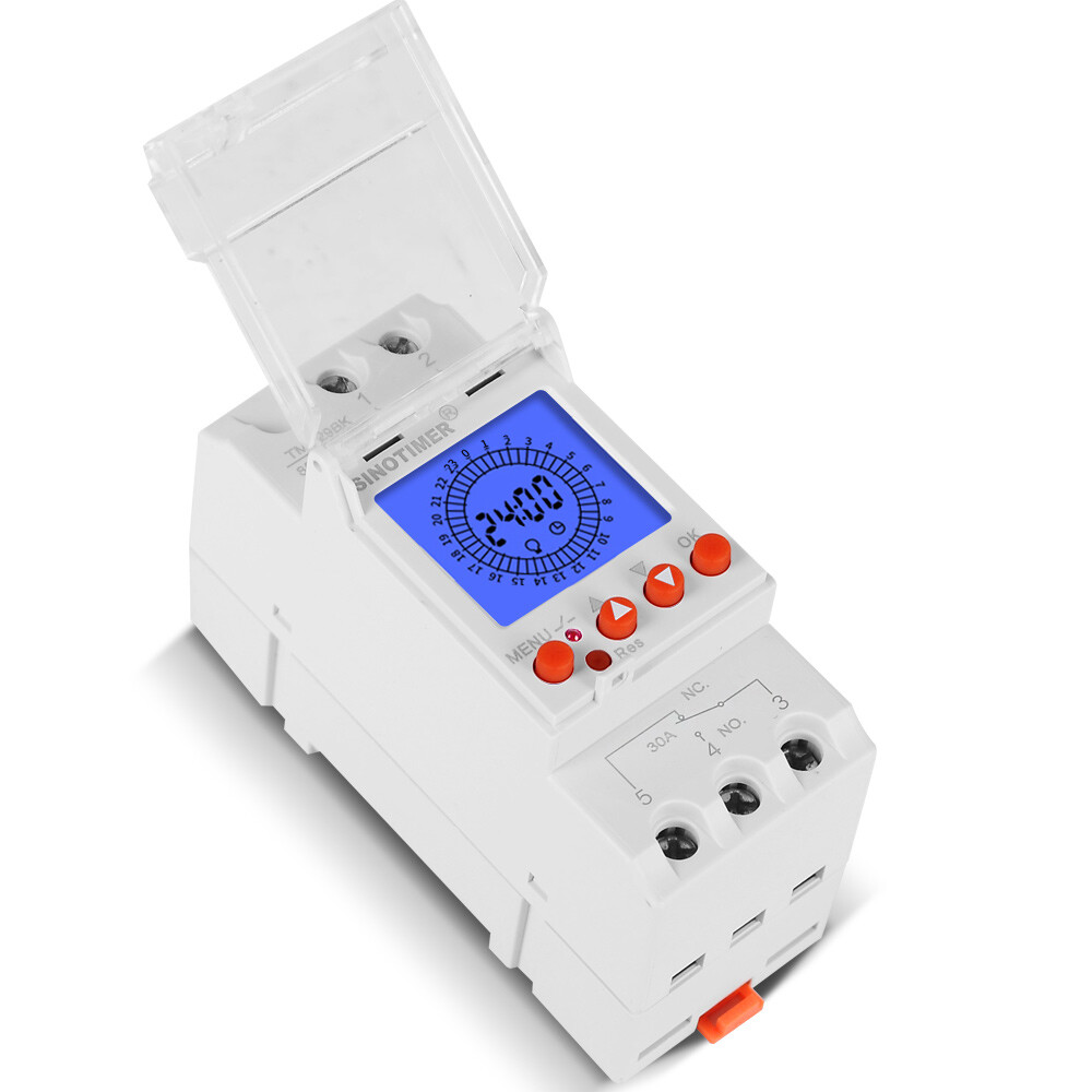 Digital LCD Display 24 Hours Electronic 85-265V Din Rail Hours B0V7