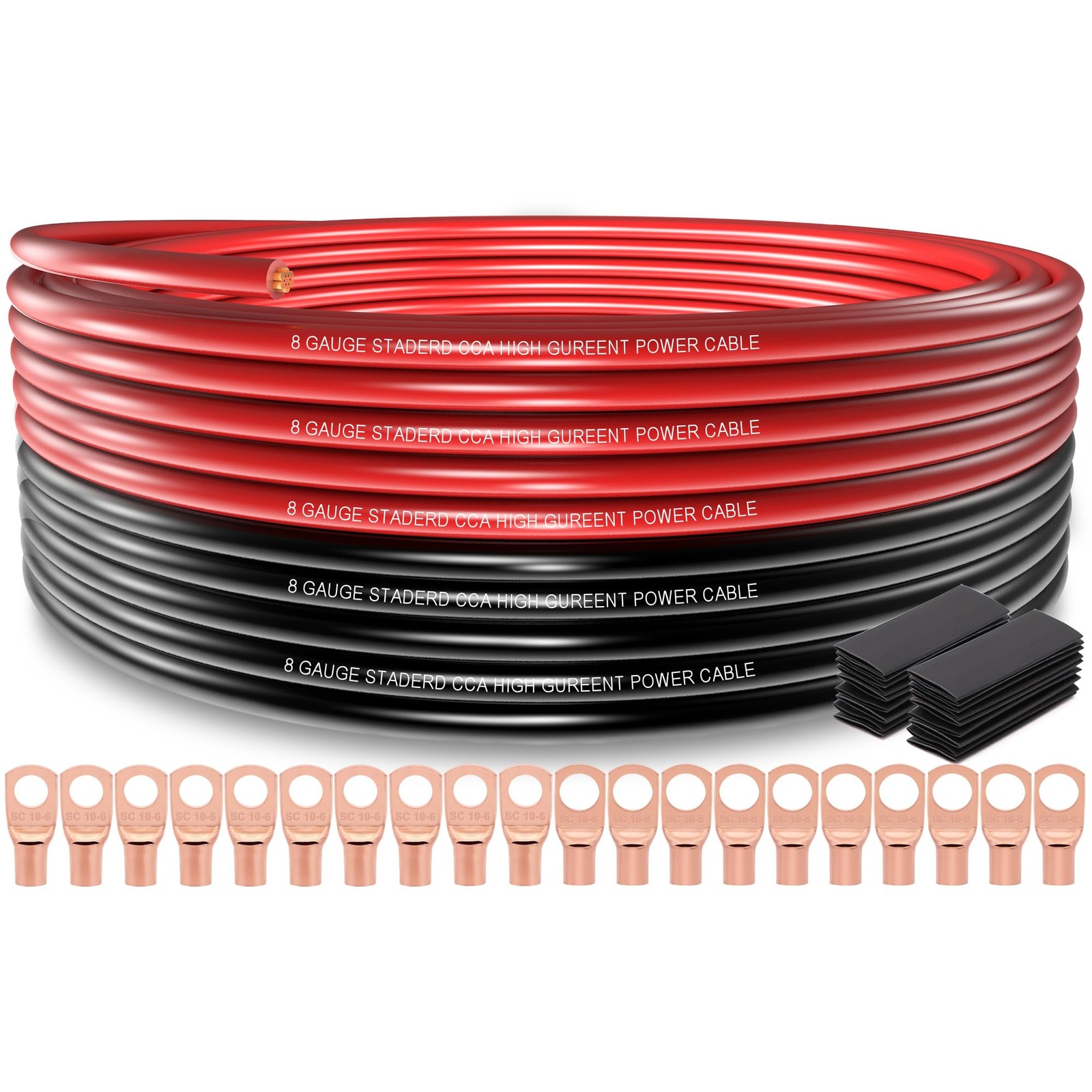 8 Gauge Wire (25ft Each- 8 without 60A Fuse Holder, Black/Red