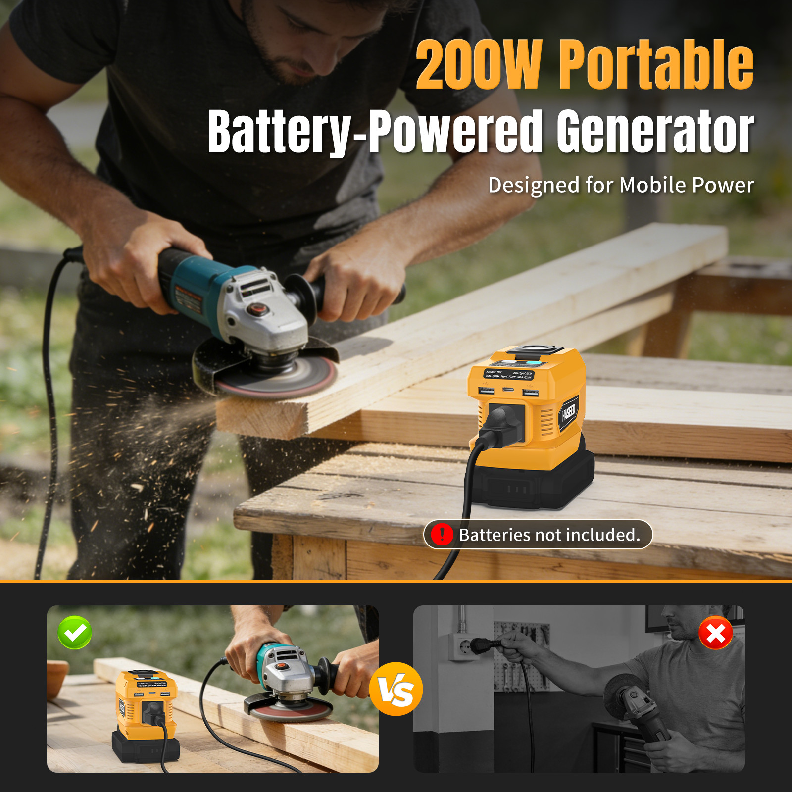 2 pack,USB Type-C,Power Inverter Compatible with DeWalt 20V Battery 20V to 110V