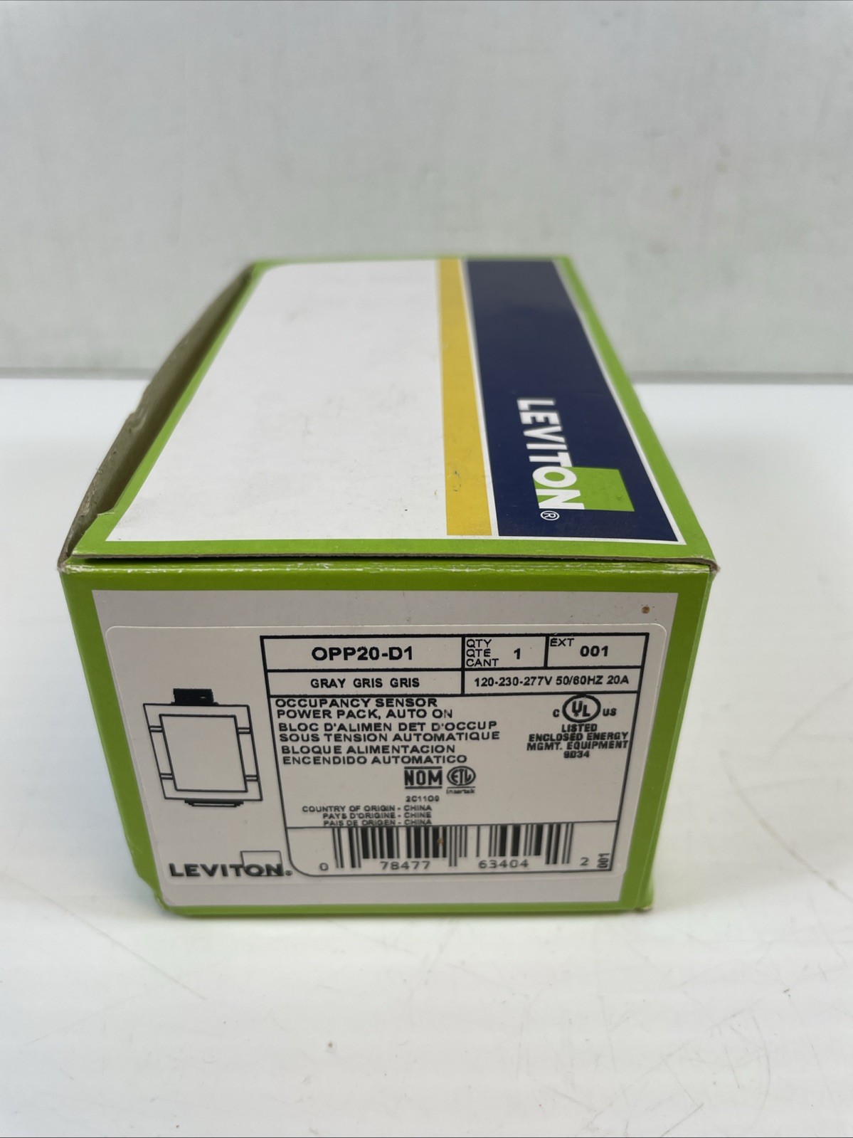 Leviton OPP20-D1 Occupancy Sensor Power Pack, Gray, 120-277V, 20A