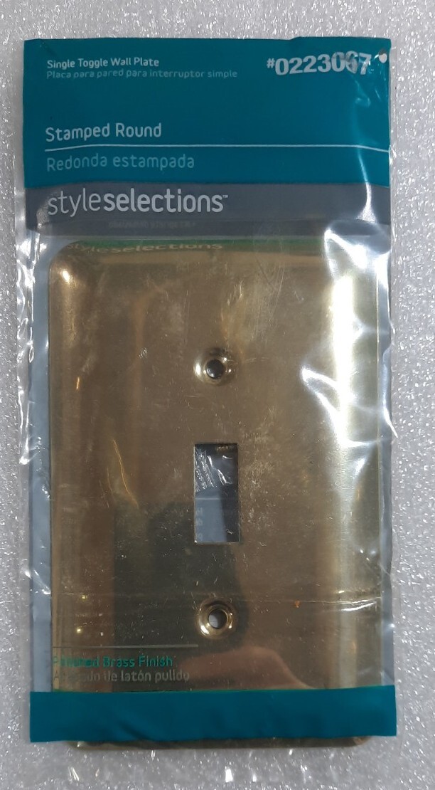 Polished Brass Gold 1 Gang Single Toggle Light Switch Stamped Round Wallplate