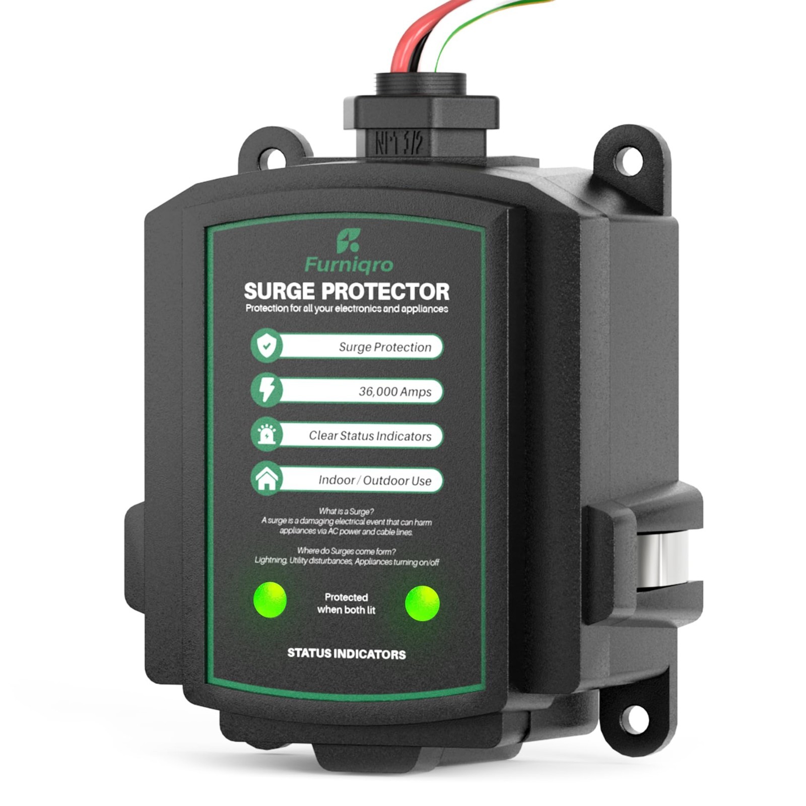 Whole House Surge Protector 36,000 Amps – Ultimate Indoor/Outdoor Surge Defense,