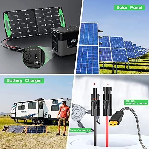 Solar Connector to XT60 Extension Cable 11Ft Power Solar Adapter for Anker