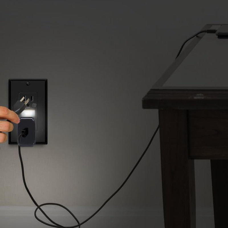 Black Wall Outlet Receptacle with Night Light,Electrical Receptacle Outlets,15A