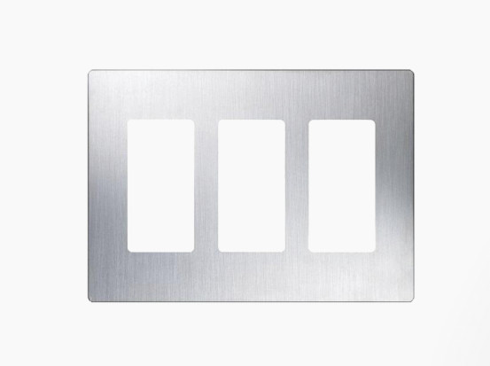 Lutron CW-3-SS Screwless Wallplate Gloss Stainless Steel 3-Gang