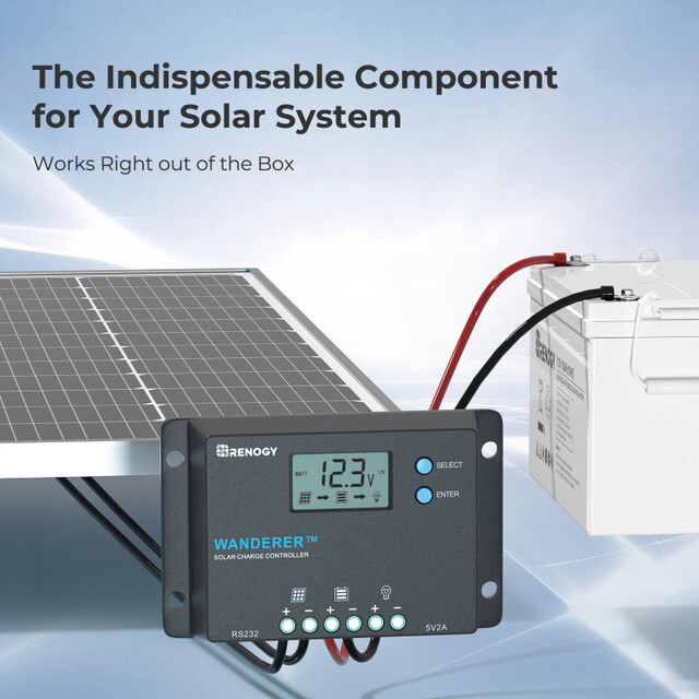 Renogy Wanderer 10A Solar Charge Controller Common Negative Battery Regulator