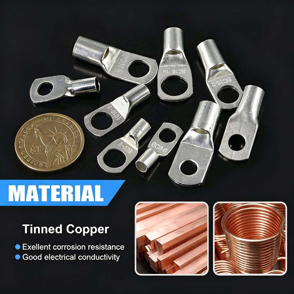 Wear Resistant Closed End Cable Lugs fits Automotive Marine Wire Connection Work