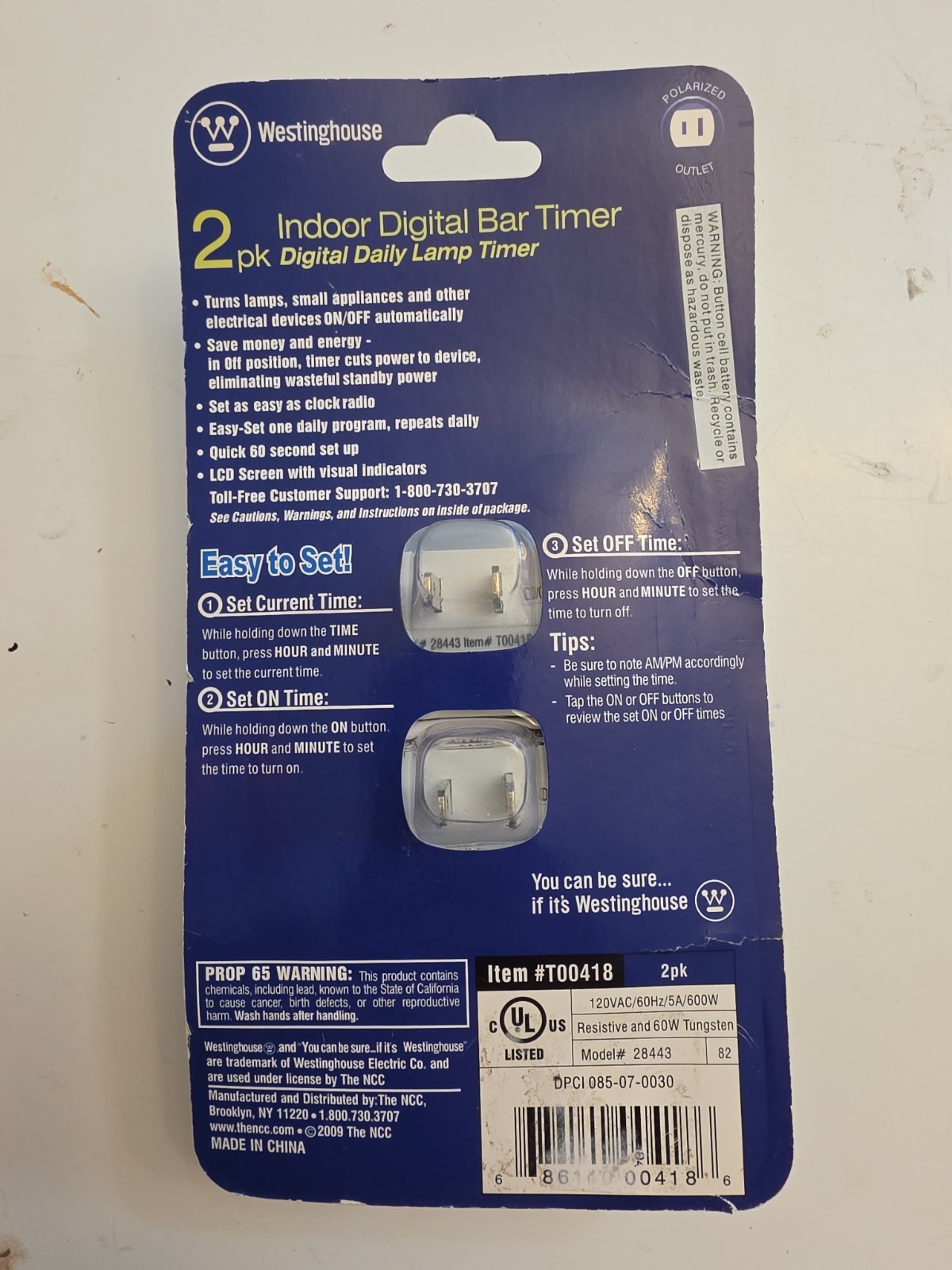 New Westinghouse Indoor Digital Bar Timer 2-Pack – Sealed Programmable Outlet