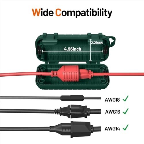 Extension Cord Cover Outdoor IP54 Water Resistant Power Cord Protector Green