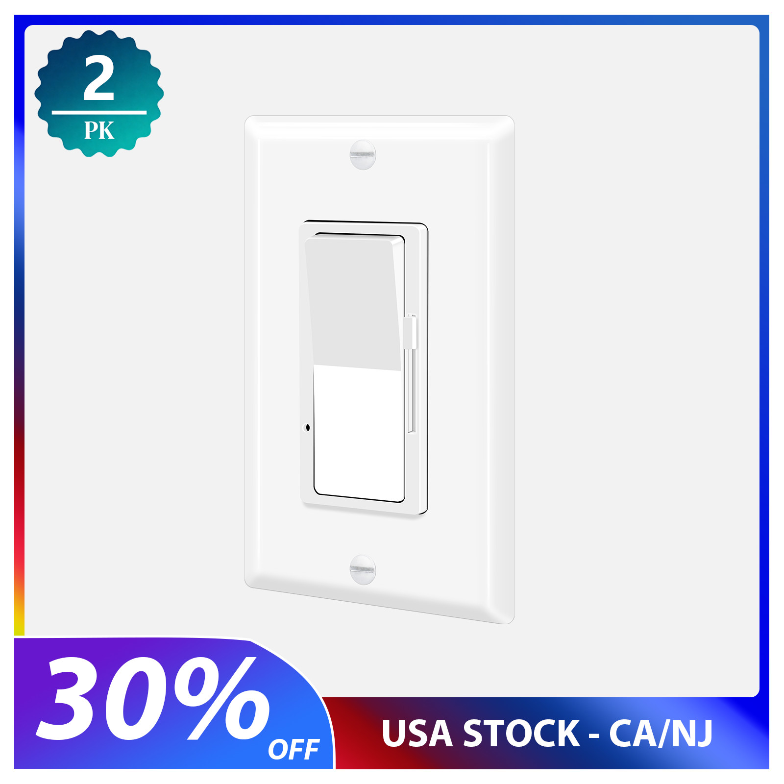 LED Decora Rocker Dimmer, Single & 3-Way Switch, CFL 600W / LED 3W-150W / 2 Pack