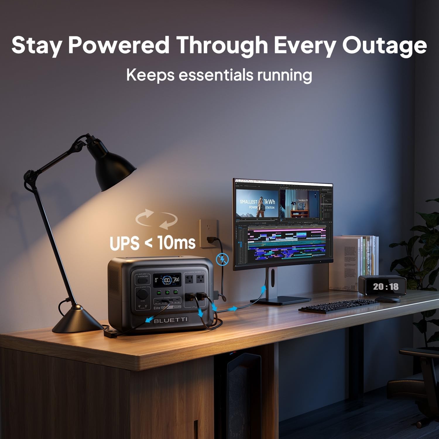 BLUETTI Elite 100 V2 1800W 1024Wh Portable Power Station + 200W Solar Panel Kit
