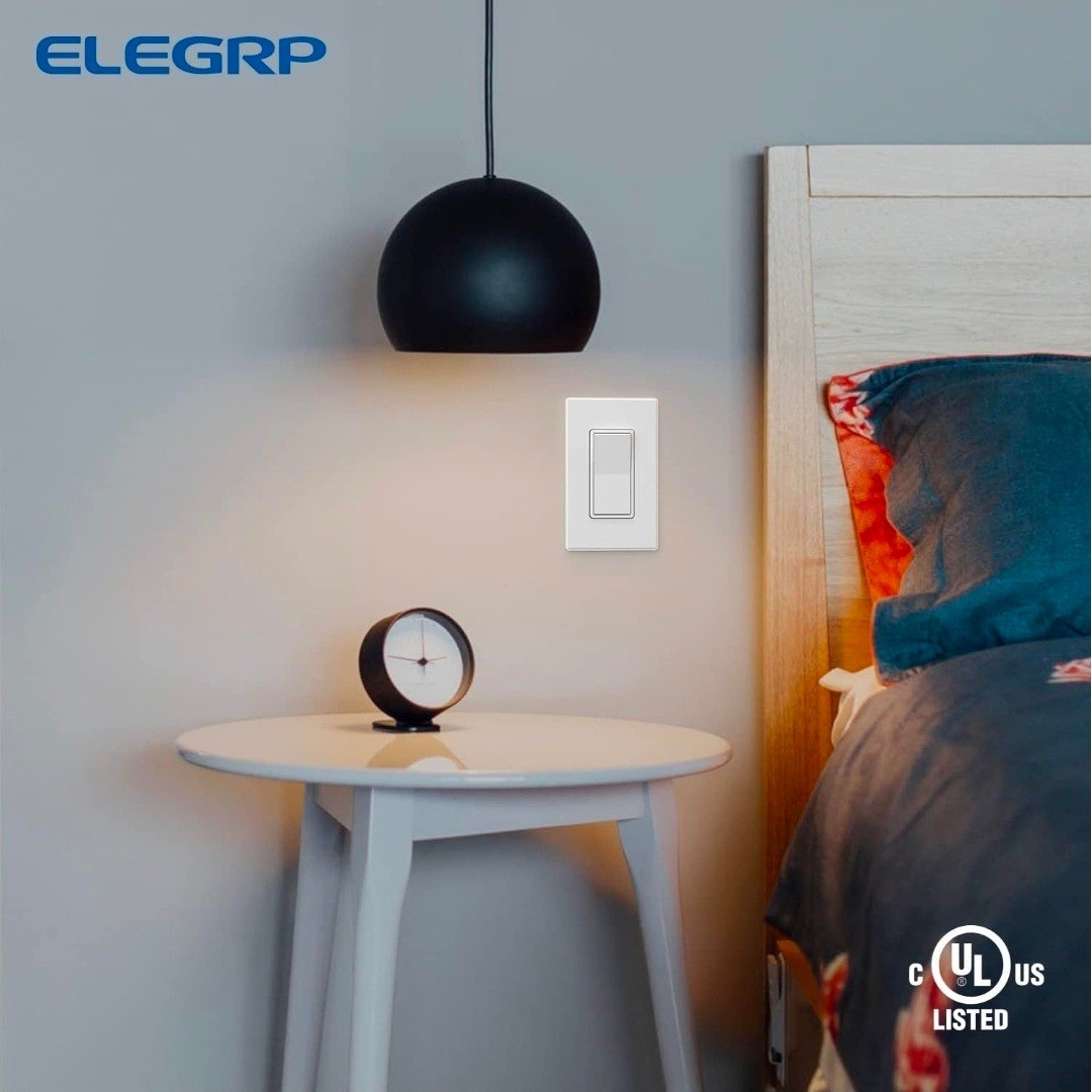 ELEGRP Matte White Single Pole Decorative Light Switch – 10 Pack – Side Wire