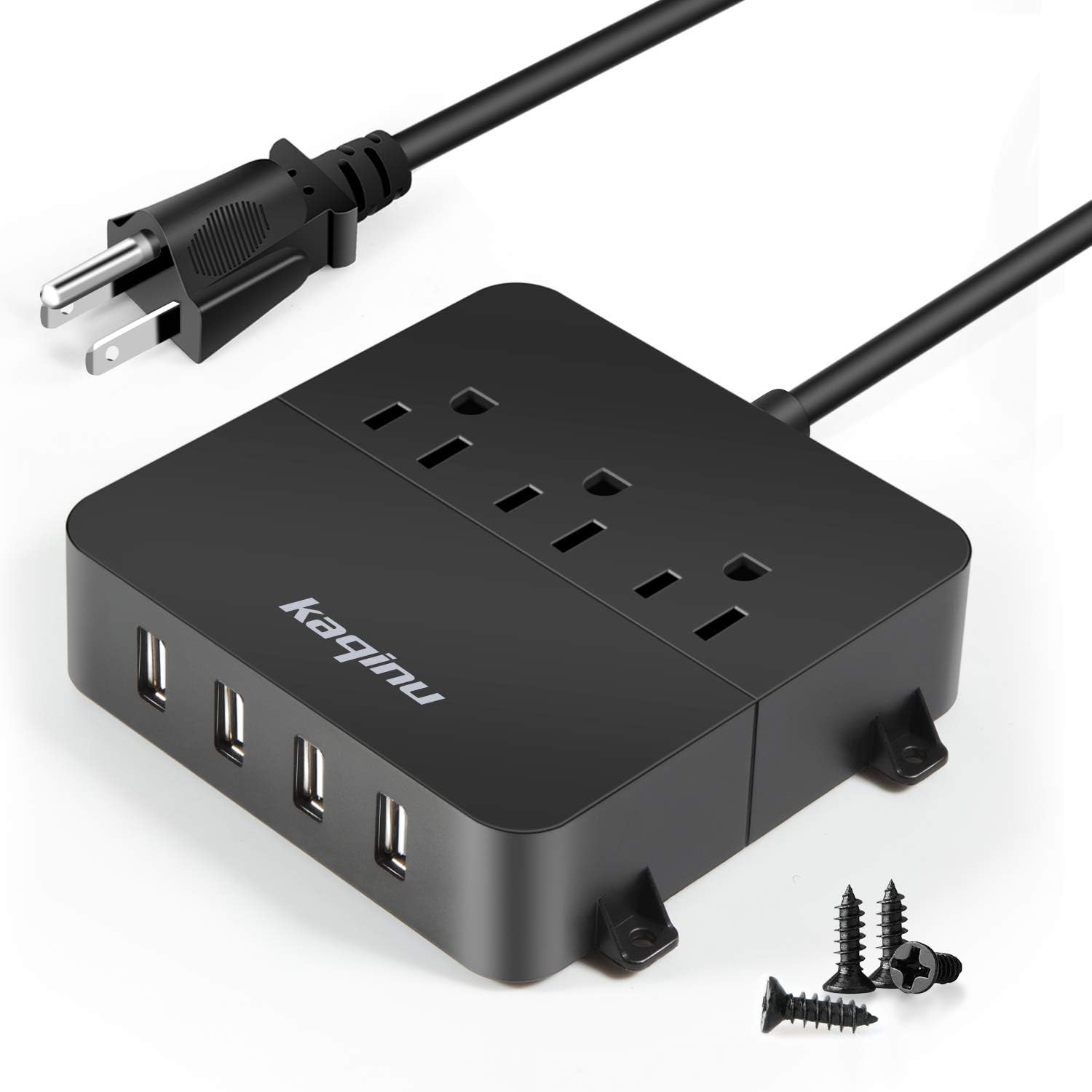 Power Strip with USB – Wall Mountable Power Strip with 4 USB Ports & 3 Outlets w