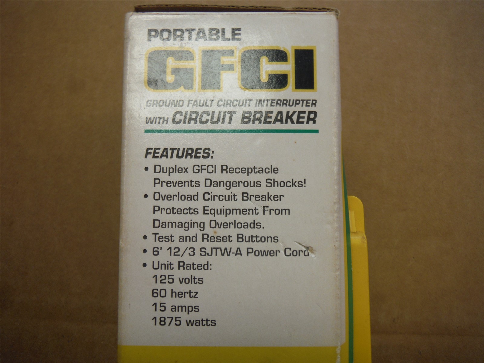 Portable GFCI Receptacle In An Abrasion Resistant Box + 6FT 12/3 Cord *205B