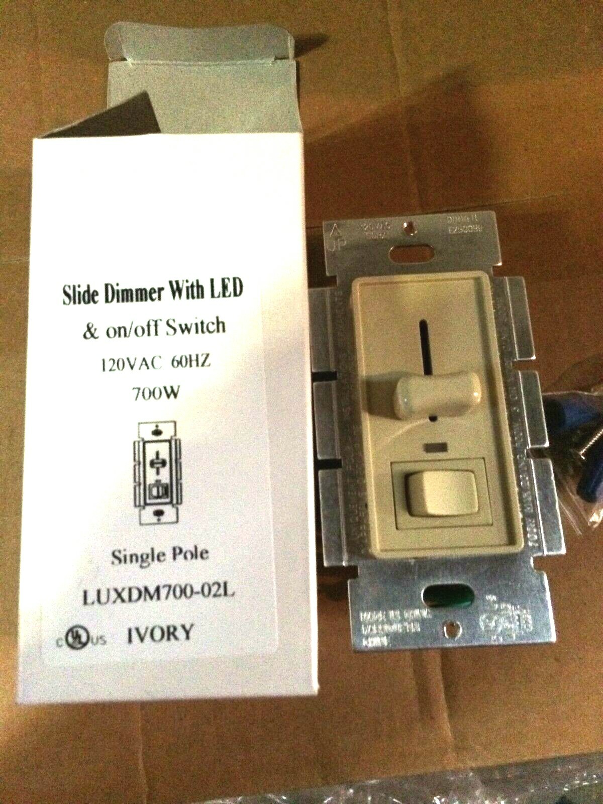 NEW Ivory Slide Slider Dimmer w/Light 700W Single Pole PRESET UL Listed