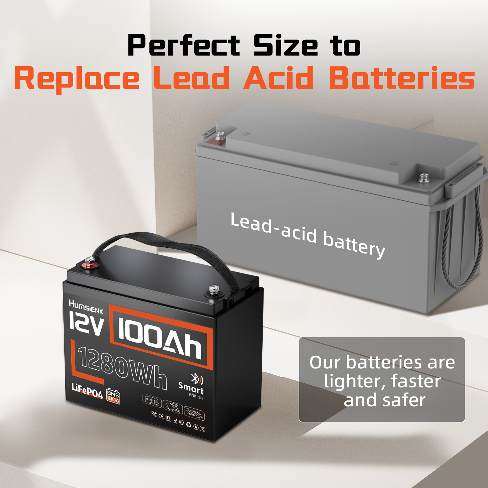12V 100Ah LiFePO4 Lithium Battery Bluetooth 100A BMS Group 24 Trolling Motor RV
