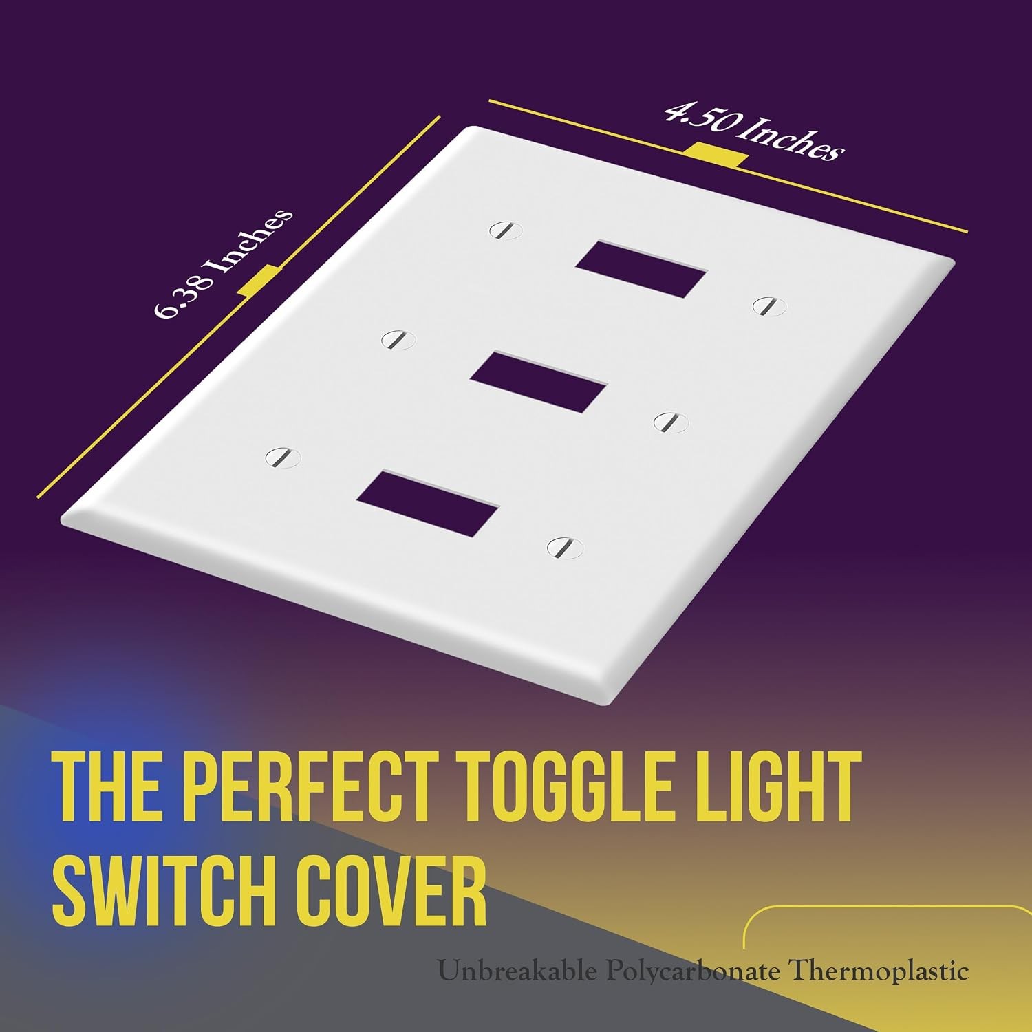 Triple Light Switch Wall Plate, Gloss Finish, Standard Size 3-Gang 4.50″ x