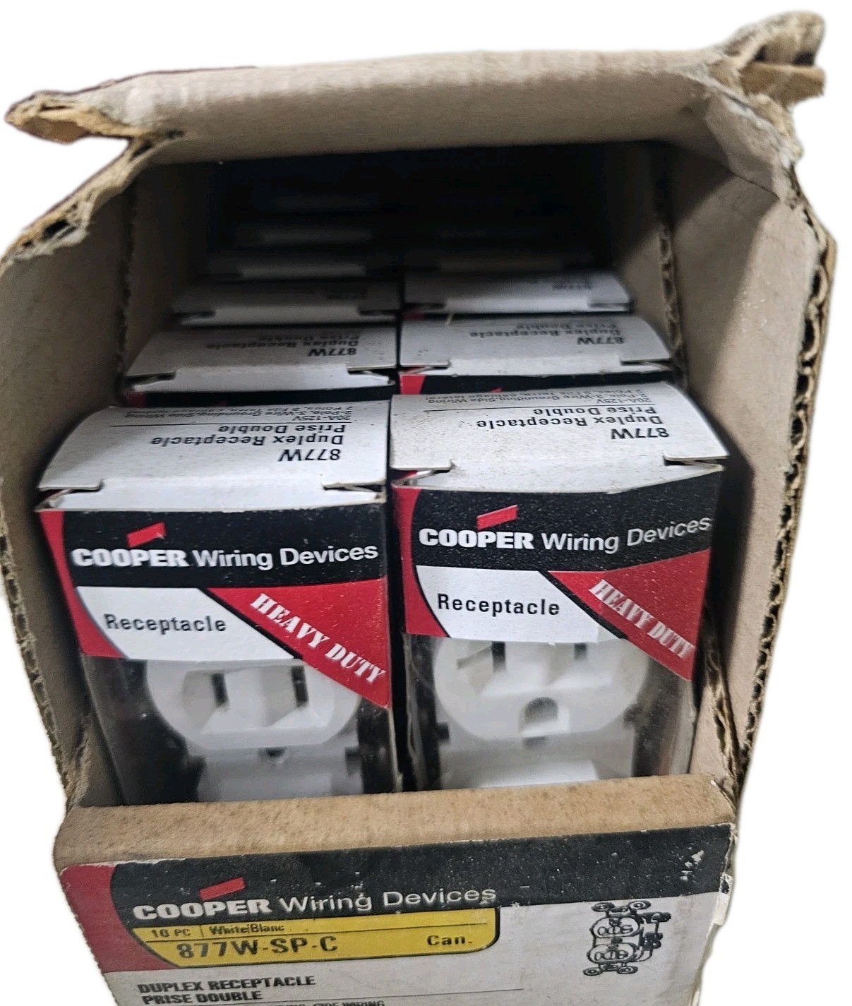 NEW (12 Pack) COOPER 877W WHITE 20 AMP 125 VOLT RECEPTACLE 2 POLE 3 WIRE Case
