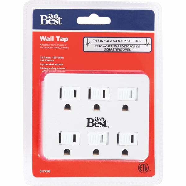 (3)-Do it Best White 15A/125V/1875W CULUS 6-Wall Outlet Tap Model: LA-33-W