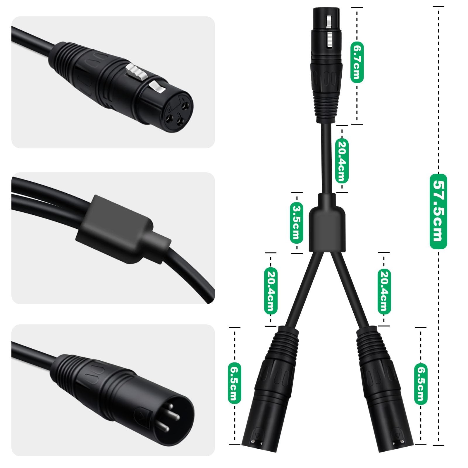 0.5m Extension Lead Single 13A 250V Power Cable 3 Prong 3x1mm 1 Female 2 Male