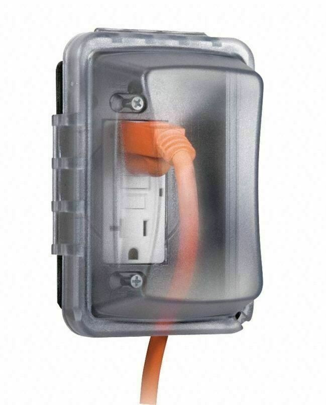 Outdoor Electrical Box Quick-Fit Weatherproof Cover Single Outlet Protector NEW