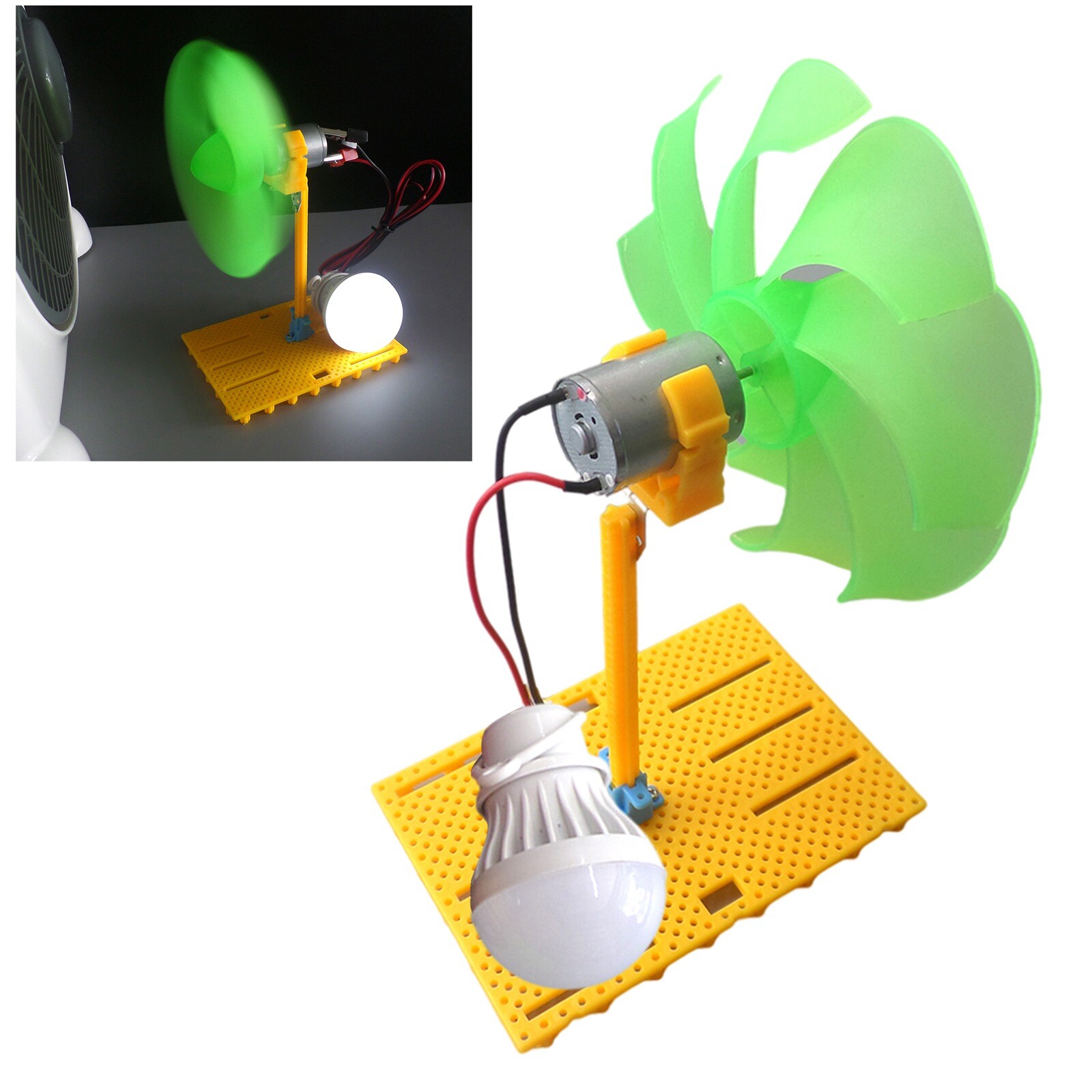 DIY 12CM Mini Wind-Turbine Motor Blades Bulb Power Energy Alternative Generator
