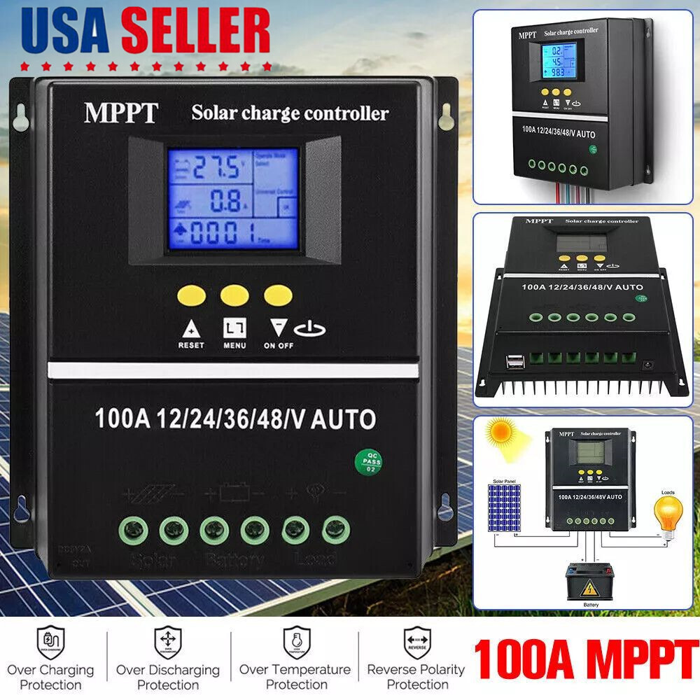 4000W 100A MPPT Solar Charge Controller USB 12V 24V 36V 48V PV Battery Regulator