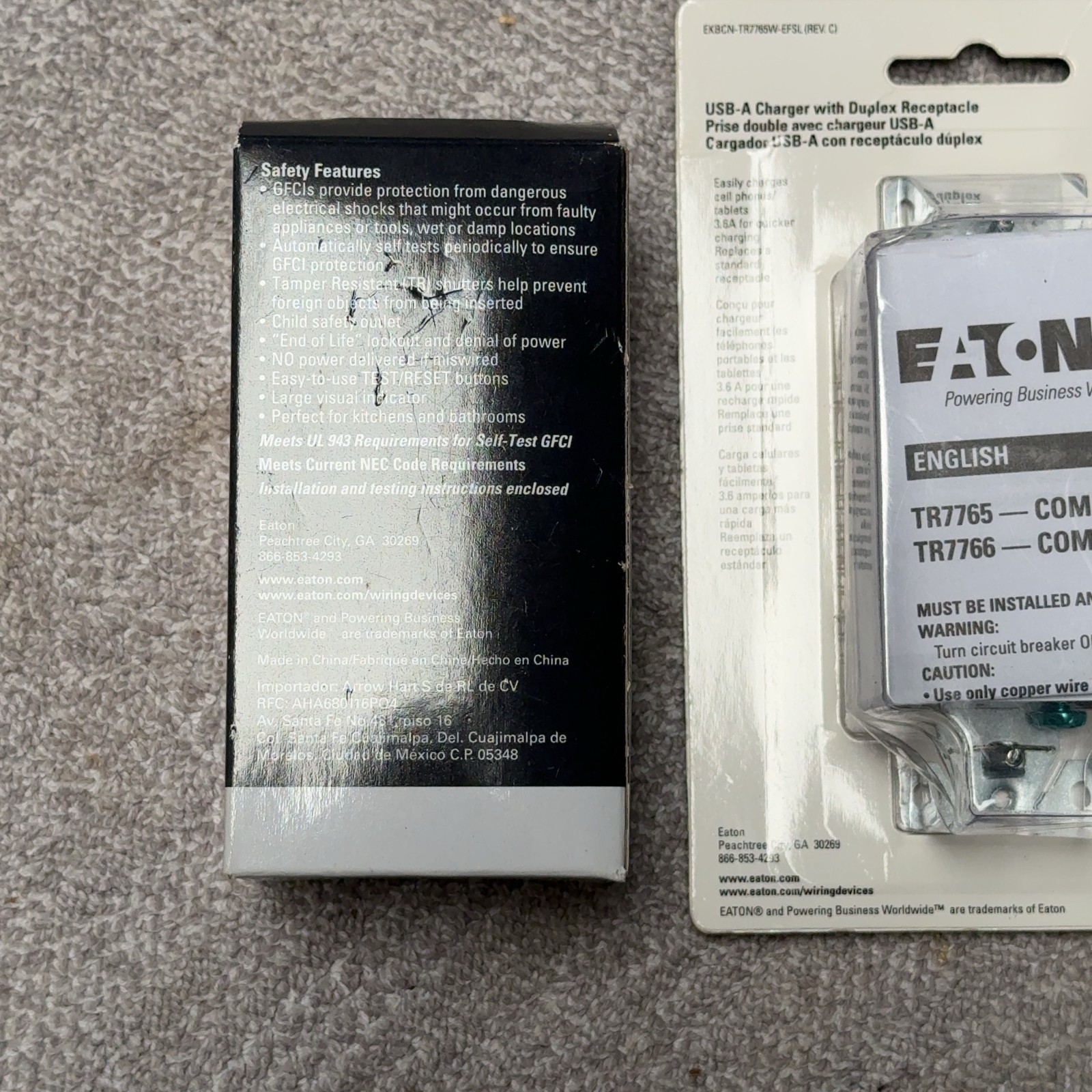 Eaton GFCI, USB-A Receptacle, + Dual Switch All White All NEW!